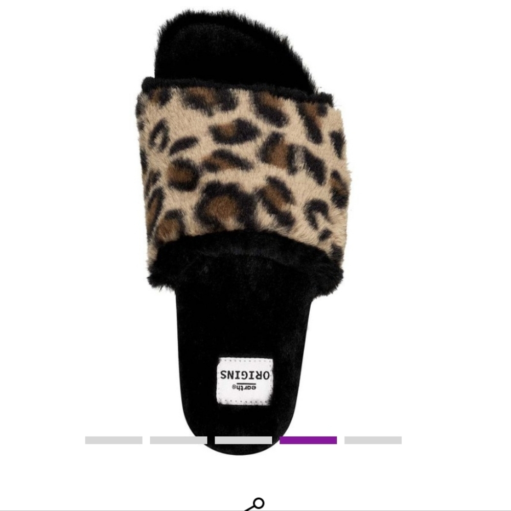 Animal Print Earth Origins Faux Fur Slides - Olli (Brown)